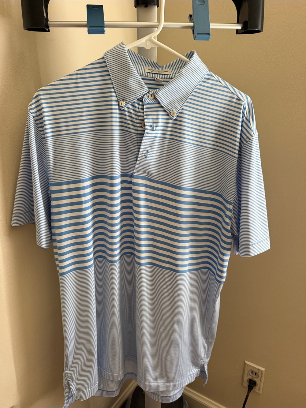 Peter Millar Blue and White Striped Polo